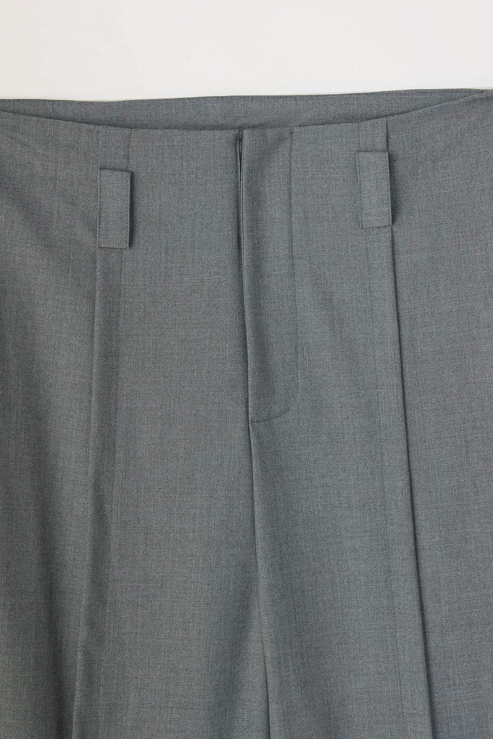 Slubbed Grey Front Slited Korean Pants