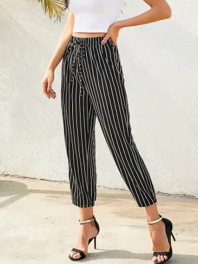 Stripe Cropped Tapered Pants