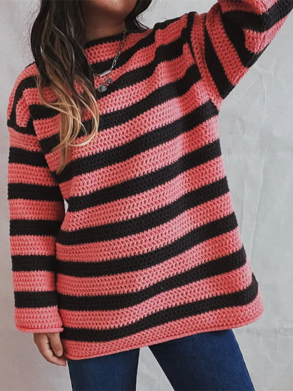 Stripe Knit Sweater | Winter Chunky Oversized Jumper