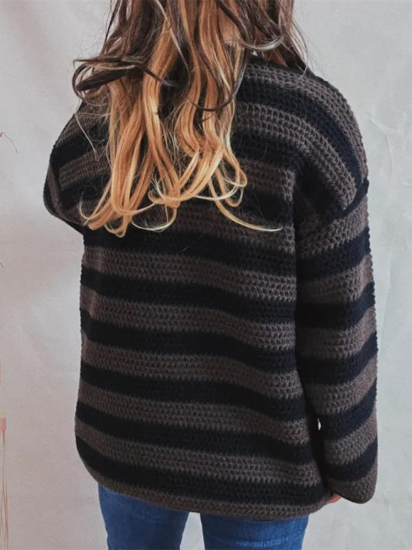 Stripe Knit Sweater | Winter Chunky Oversized Jumper