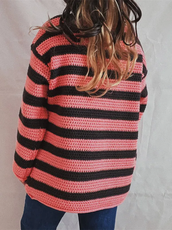 Stripe Knit Sweater | Winter Chunky Oversized Jumper