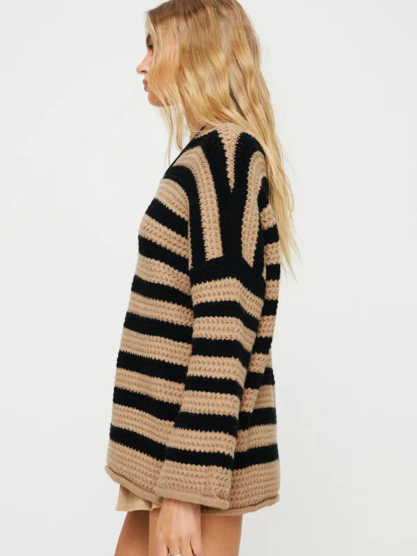 Stripe Knit Sweater | Winter Chunky Oversized Jumper