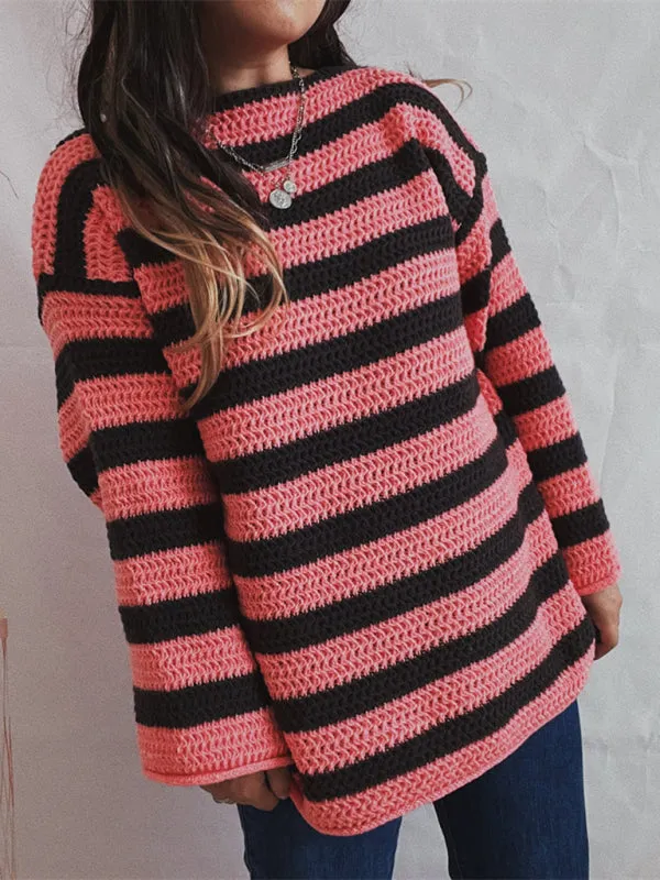 Stripe Knit Sweater | Winter Chunky Oversized Jumper