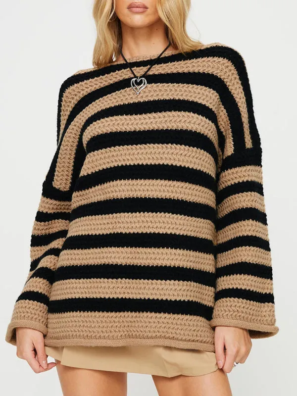 Stripe Knit Sweater | Winter Chunky Oversized Jumper