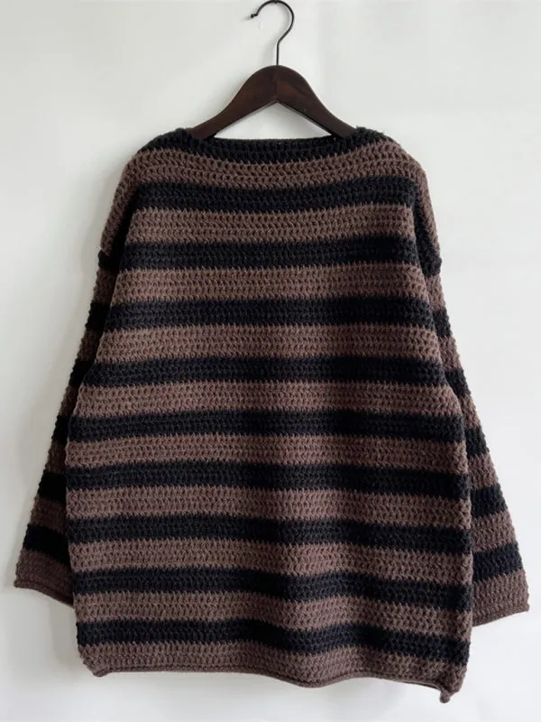 Stripe Knit Sweater | Winter Chunky Oversized Jumper