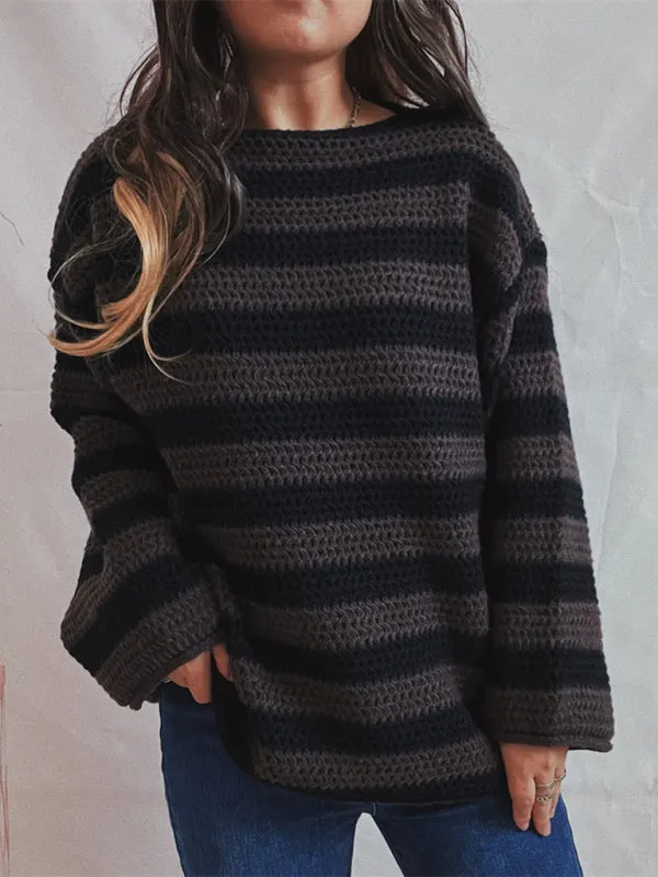 Stripe Knit Sweater | Winter Chunky Oversized Jumper