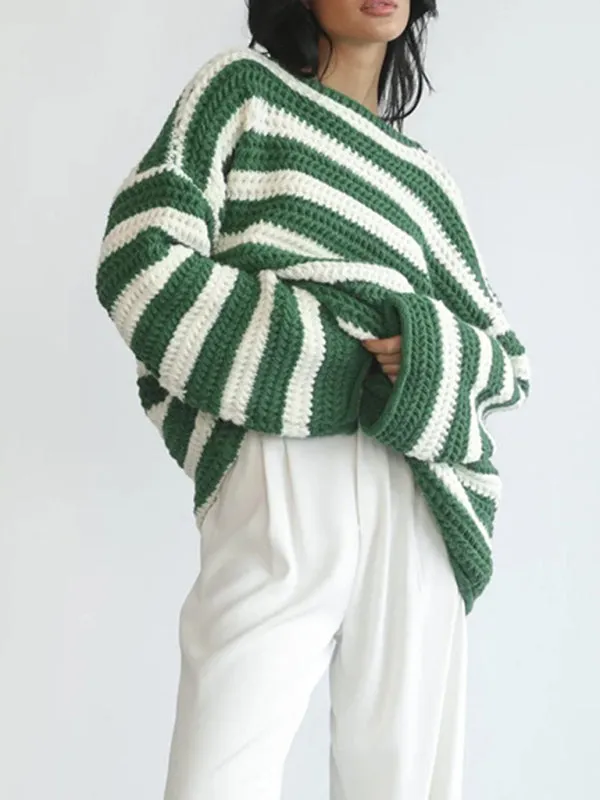 Stripe Knit Sweater | Winter Chunky Oversized Jumper