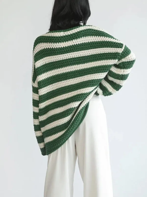 Stripe Knit Sweater | Winter Chunky Oversized Jumper