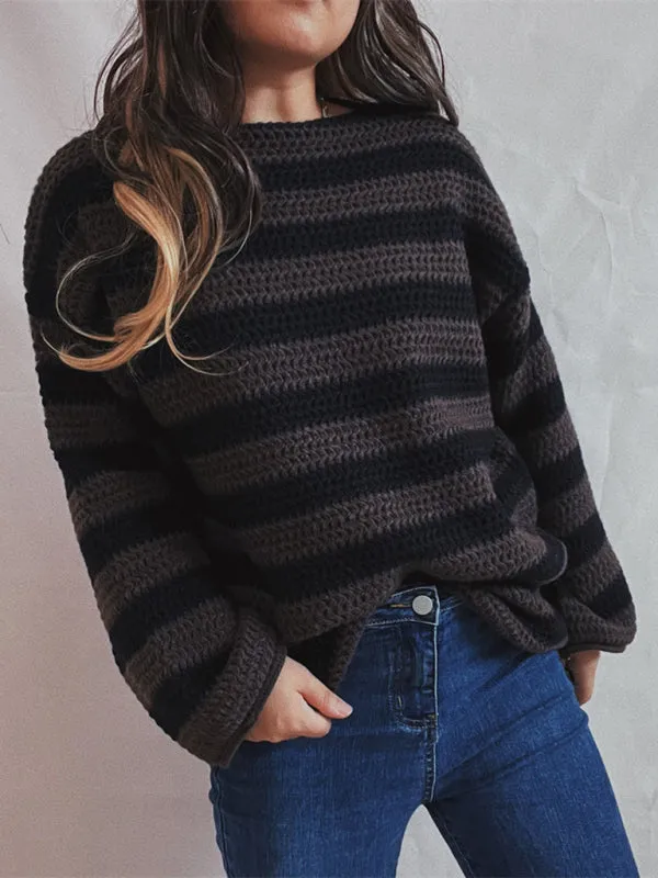 Stripe Knit Sweater | Winter Chunky Oversized Jumper