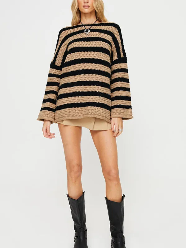 Stripe Knit Sweater | Winter Chunky Oversized Jumper