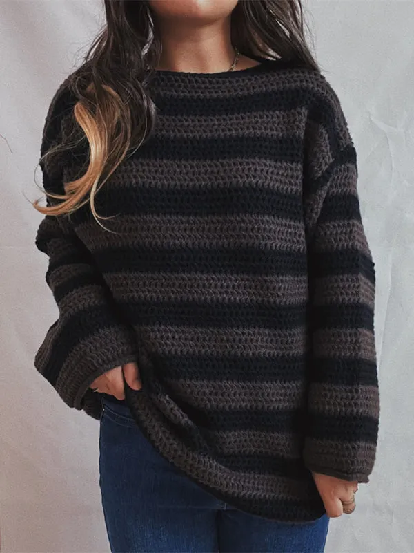 Stripe Knit Sweater | Winter Chunky Oversized Jumper