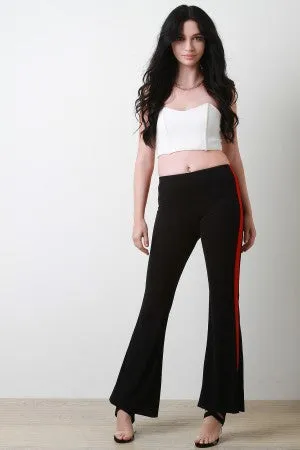 Striped Side High Waist Flared Pants