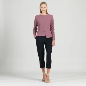 Structured Ribbed Knit - Modern Envelope Hem Sweater - Mauve - Final Sale!