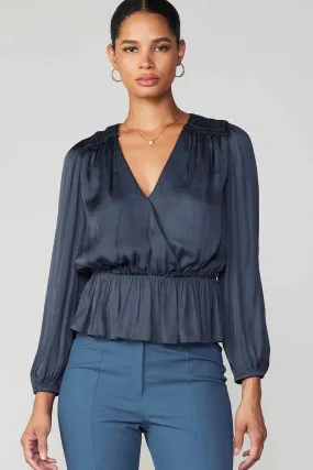 SURPLICE PEPLUM BLOUSE