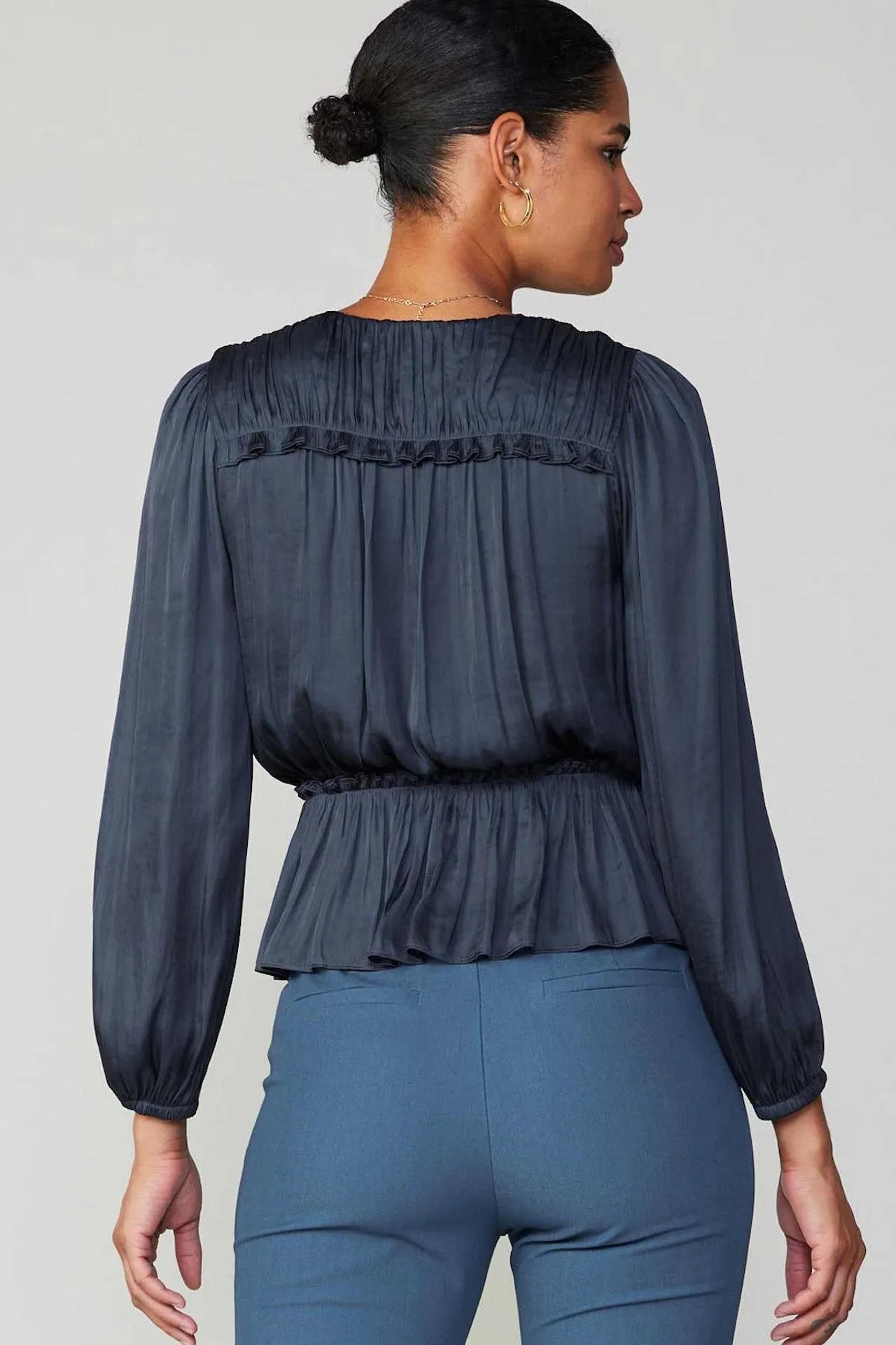 SURPLICE PEPLUM BLOUSE