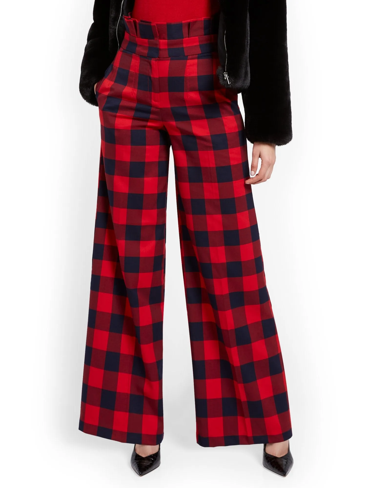 Tall Buffalo Check Paperbag-Waist Pant