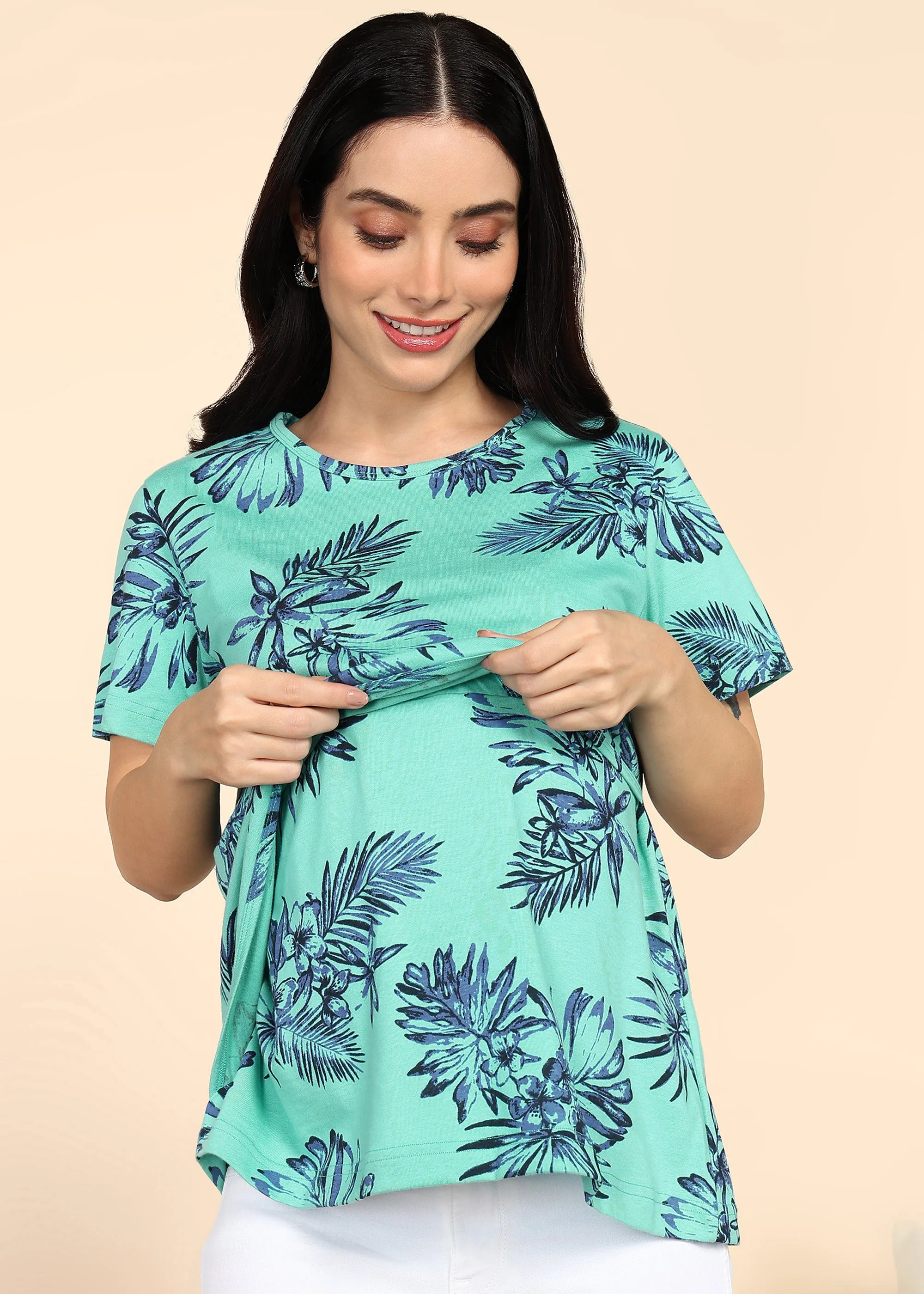 Teal Zipless Maternity and Feeding T-Shirt