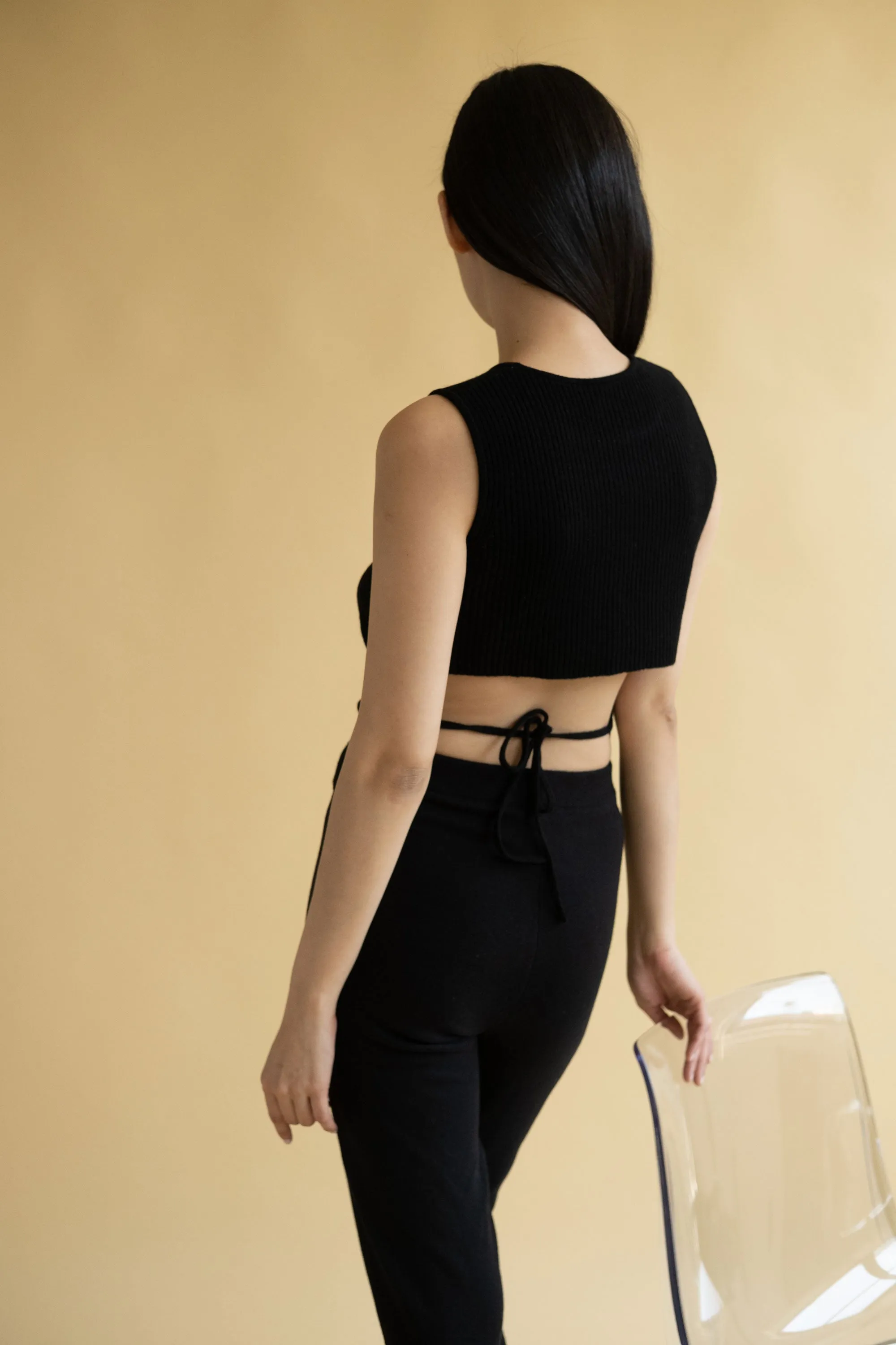 Tie-Back Sleeveless Top Cashmere