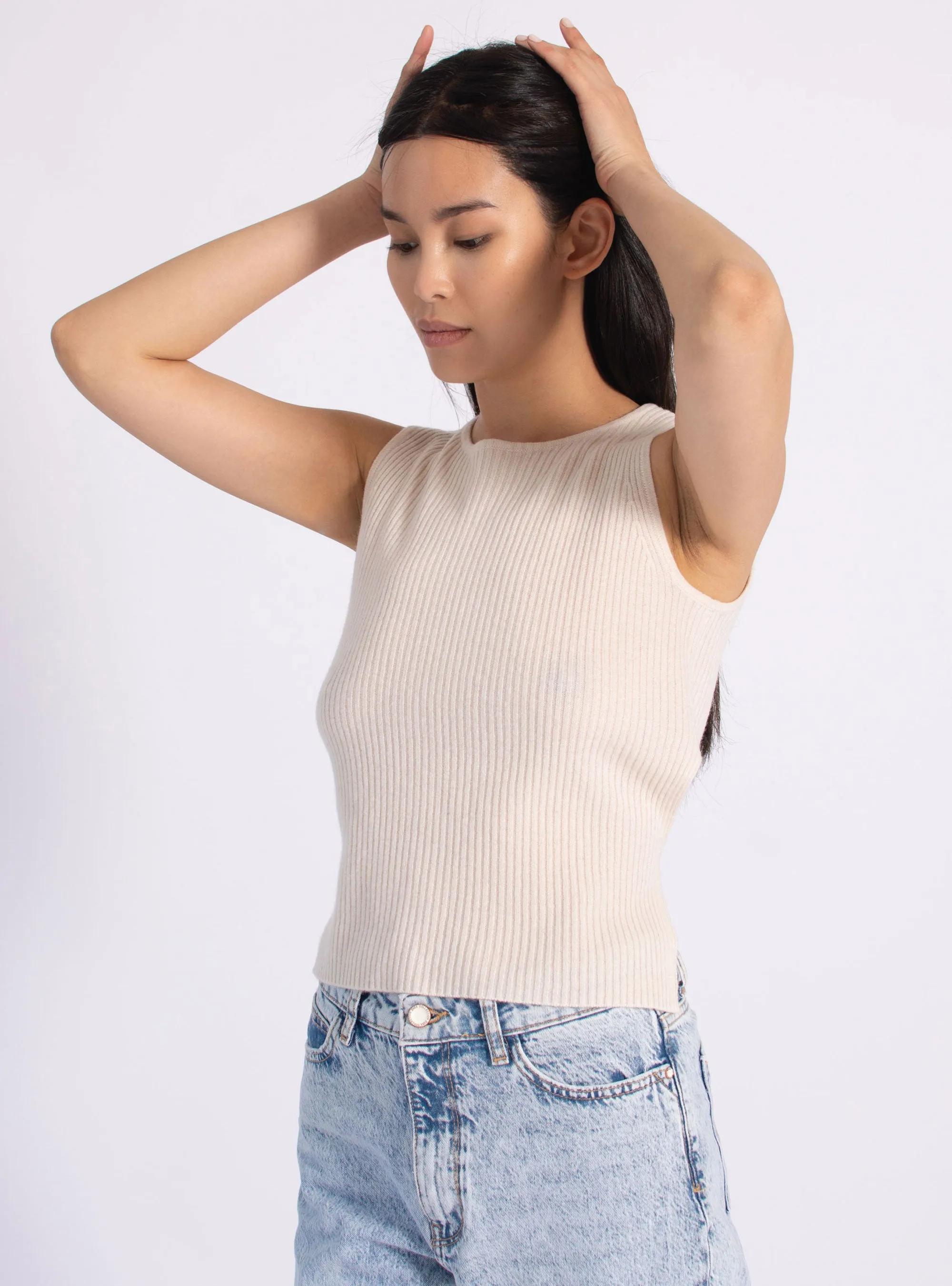 Tie-Back Sleeveless Top Cashmere