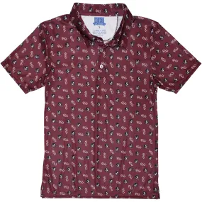 Vive La Fete Kids' Stacked FSU/Seminole Logo Pattern Performance Polo - Garnet