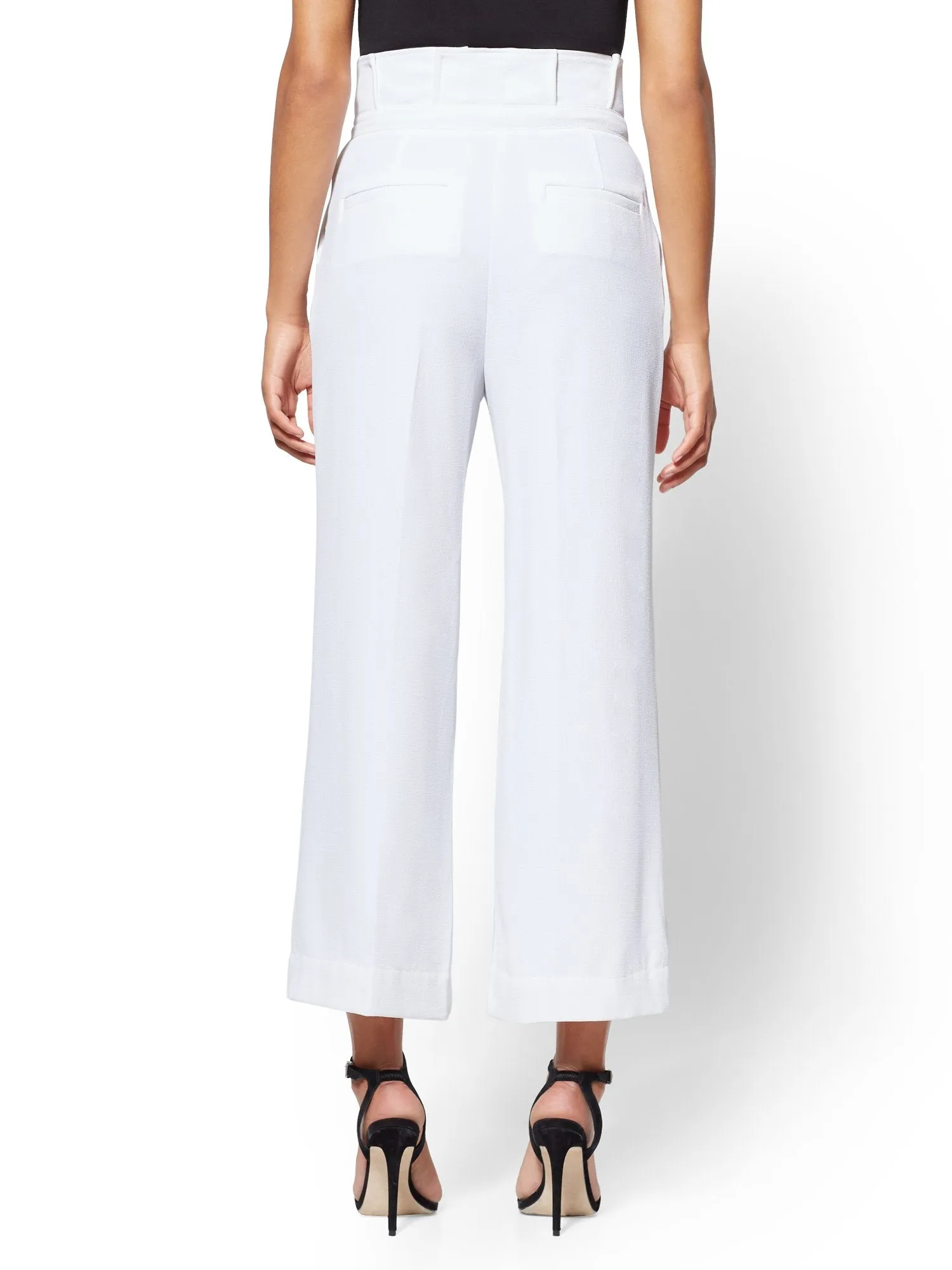 White Paperbag-Waist Culotte Pant - 7th Avenue