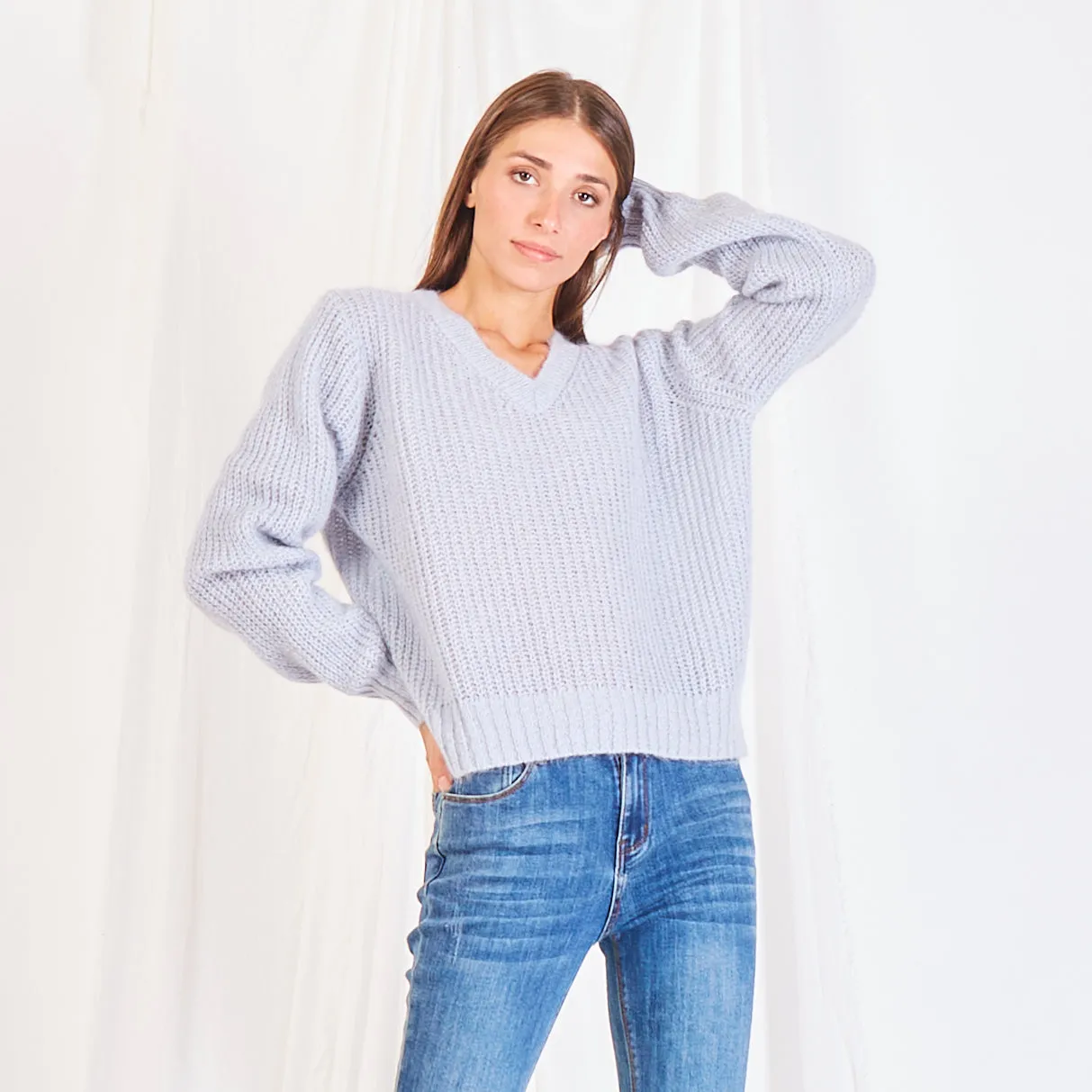 Wholesale chunky mohair-knit sweater