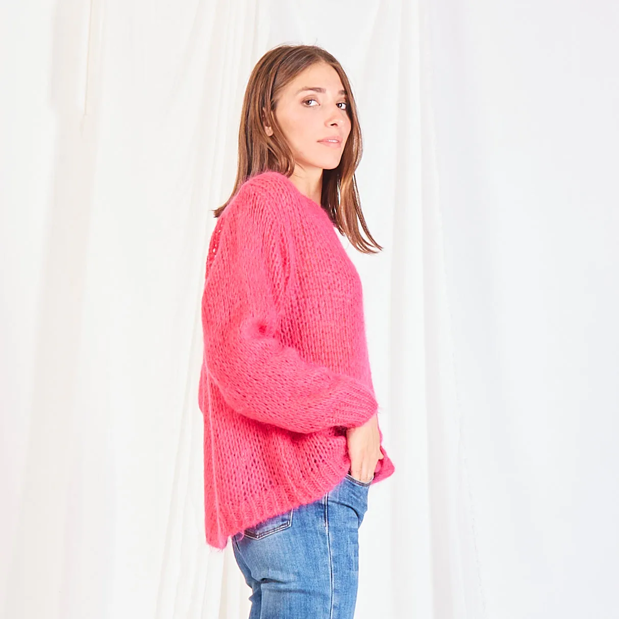 Wholesale chunky mohair-knit sweater