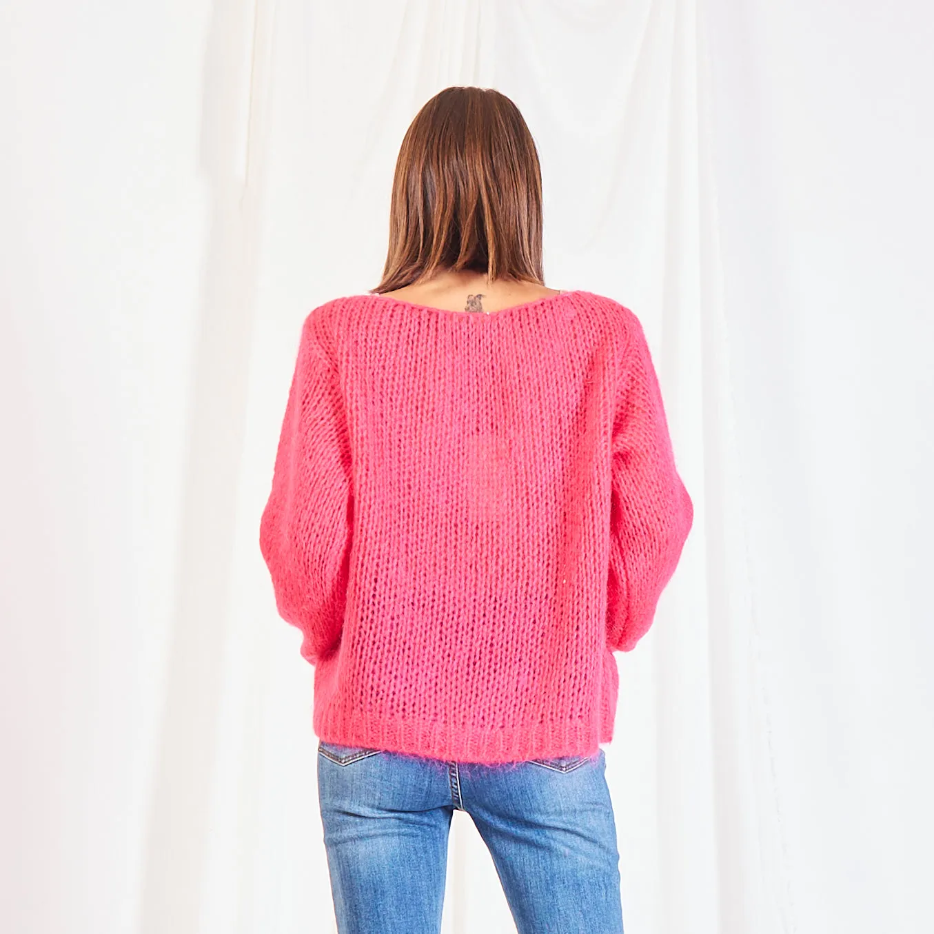 Wholesale chunky mohair-knit sweater