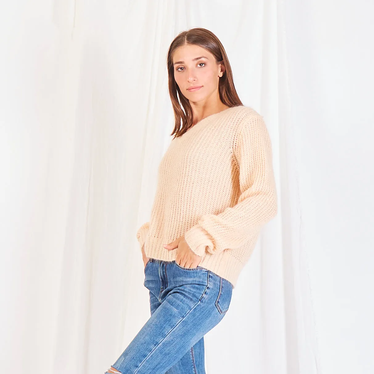 Wholesale chunky mohair-knit sweater