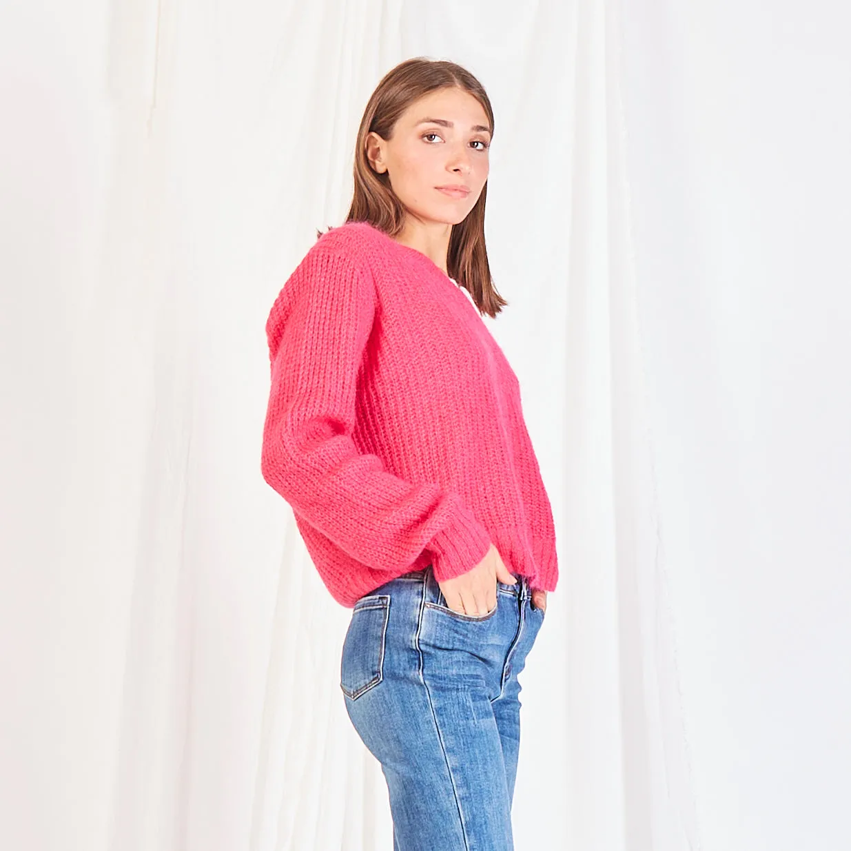 Wholesale chunky mohair-knit sweater