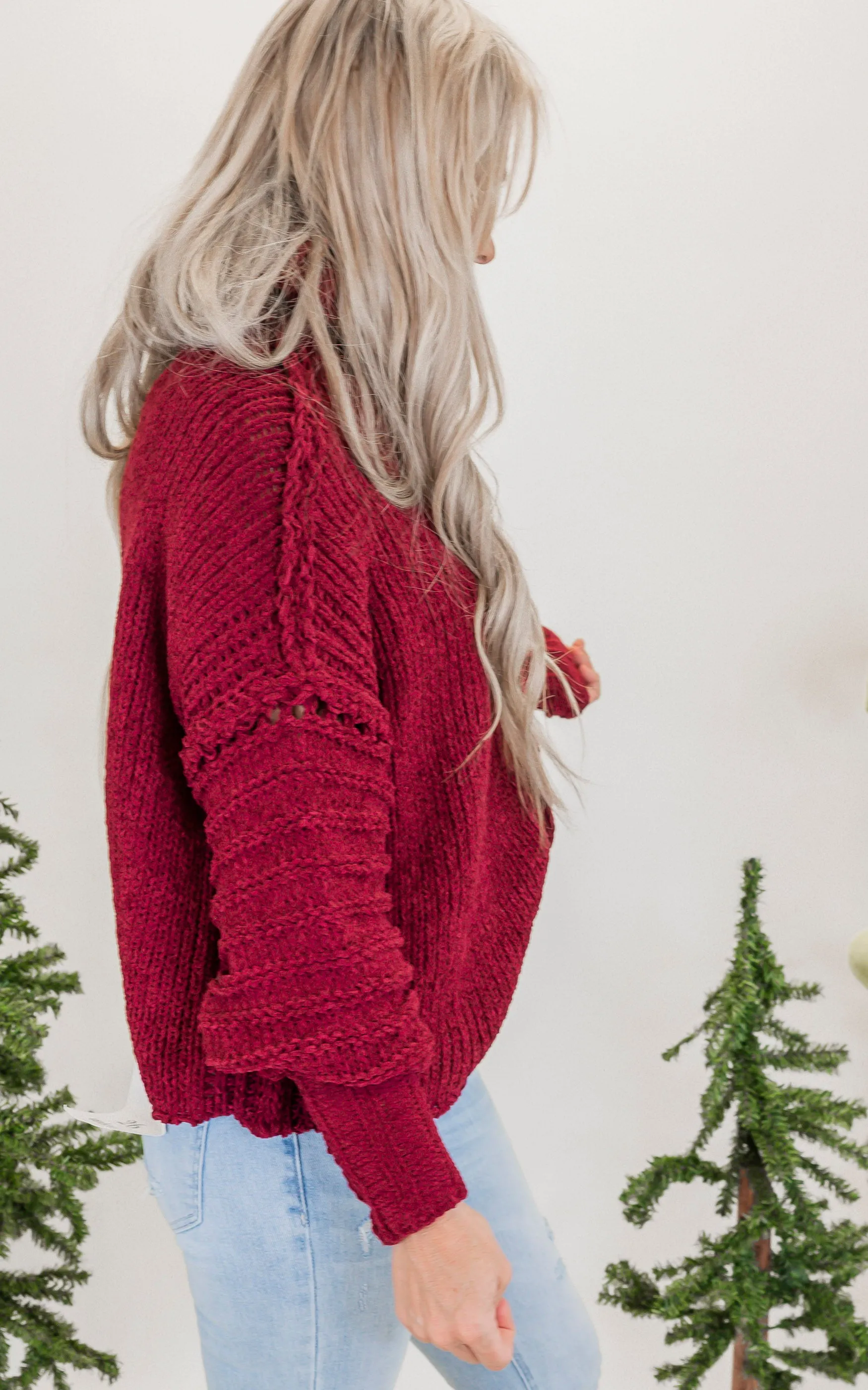 Wine Chunky Knit Sweater