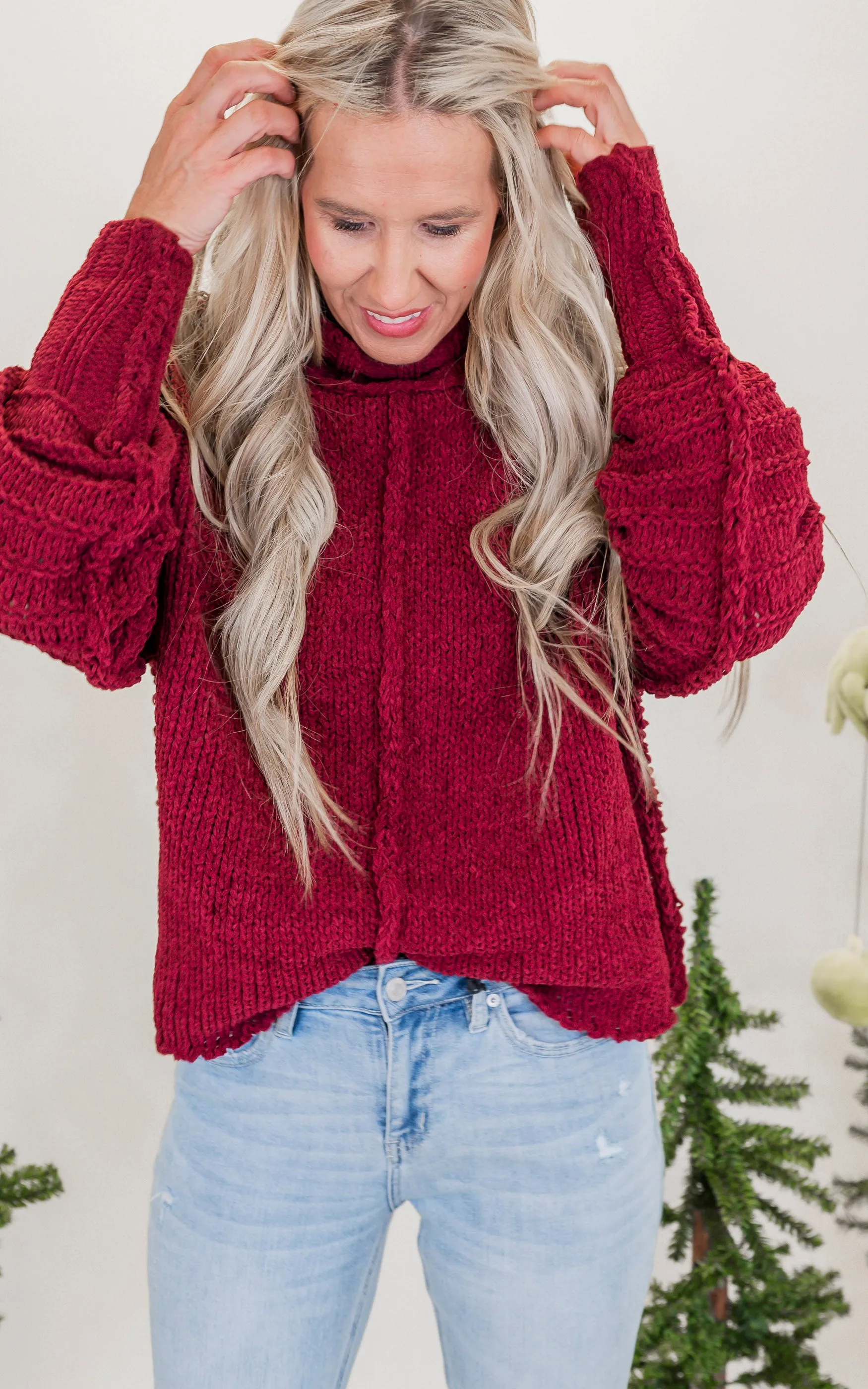 Wine Chunky Knit Sweater