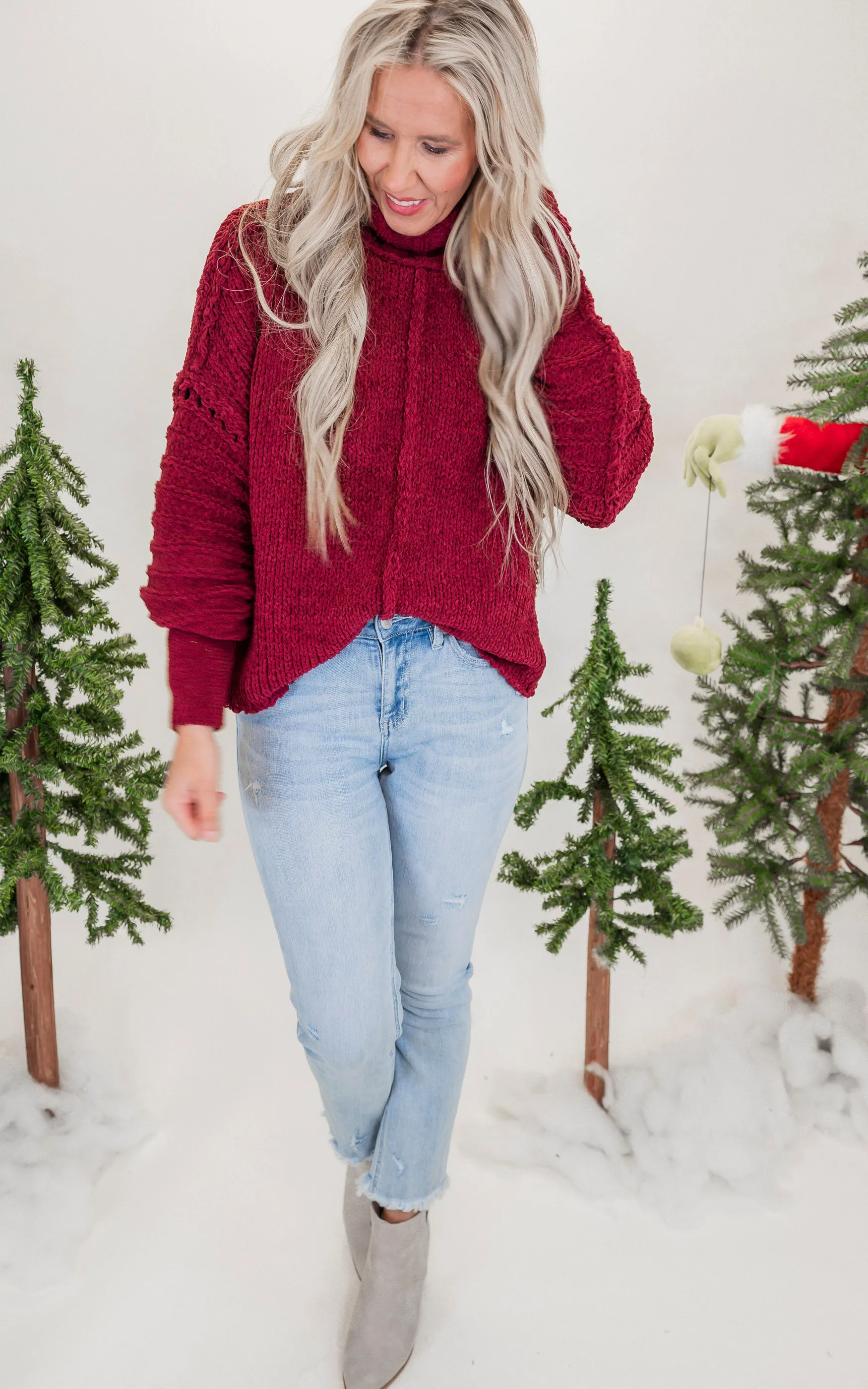 Wine Chunky Knit Sweater