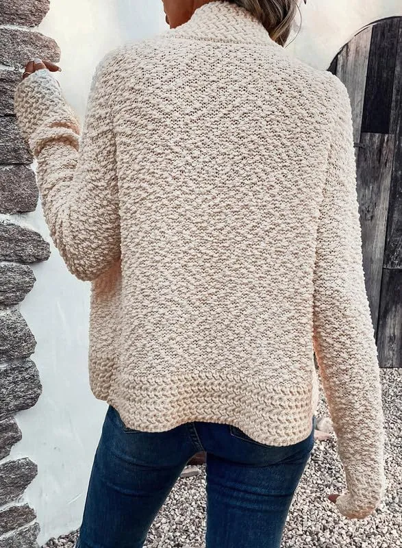 Women’s Chunky Knit Open-Front Cardigan – Casual 2024 Style